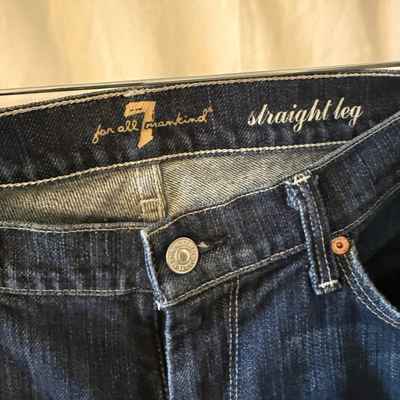 7 For All Mankind Dark Blue Straight Jeans - Picture 2 of 8